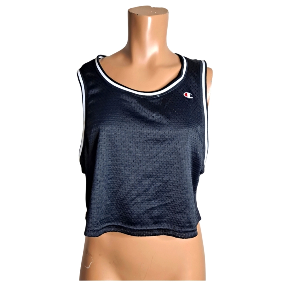 Champion Women’s Black Reversible Mesh Double Layer Crop Tank Top Shirt S
